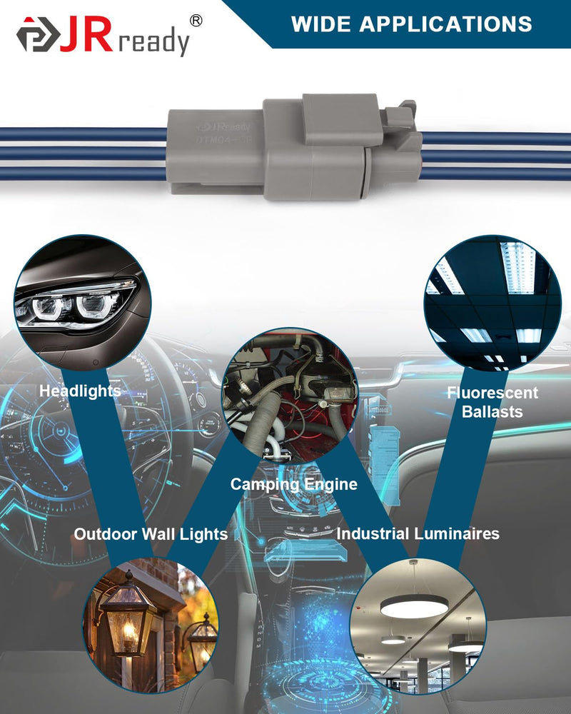 JRready Deutsch DTM 3 Pin Connectors 4 Kits, Waterproof Electrical Wire Connectors with Size 20 Solid Contacts 20-22AWG, ST6330-3 Deutsch Automotive Connectors Kit for Car, Truck, Marine DTM 3 PIN 4 SET