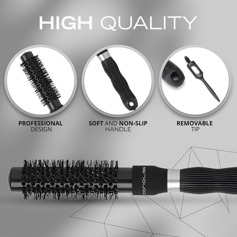 Corioliss | Hair Roller Brush for Women | Professional Hair Brush Ceramic | Ideal for Short Hair and Precise Work Styling 25 mm Black