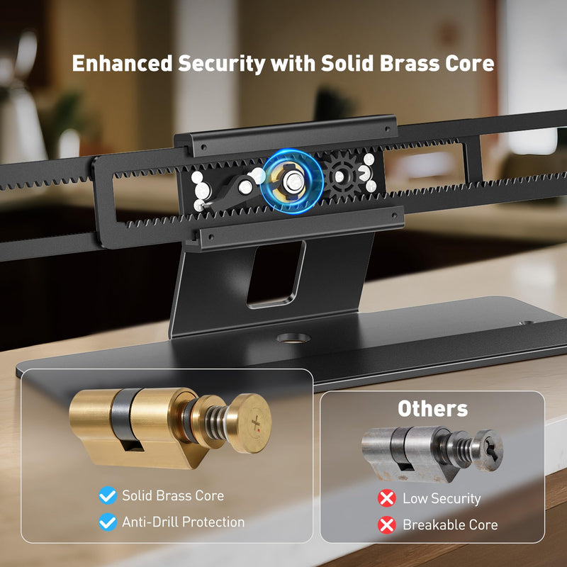 AboveTEK Laptop Locking Station, Premium Aluminum MacBook Security Lock with High-Security Copper Cylinder, Anti-Theft Computer Lock for All 11"-17" No-Slot Notebooks, Non-Slip Base for Public Spaces Black