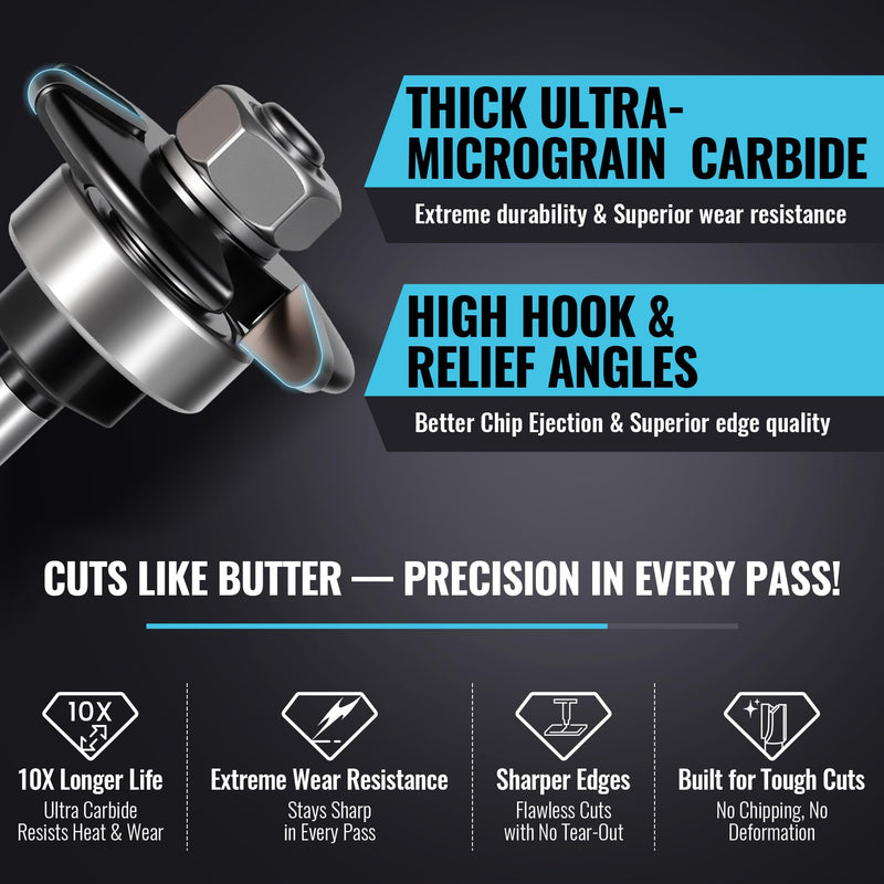 for Trex Router Bit Groove Cutter, Used for Trex Board to Work with Trex Hideaway Hidden Fasteners, 1/4" Shank Carbide Tipped Triple Wing, 3/8" Cutting Depth, 5/32" Height, Durable Precise Clean Cuts