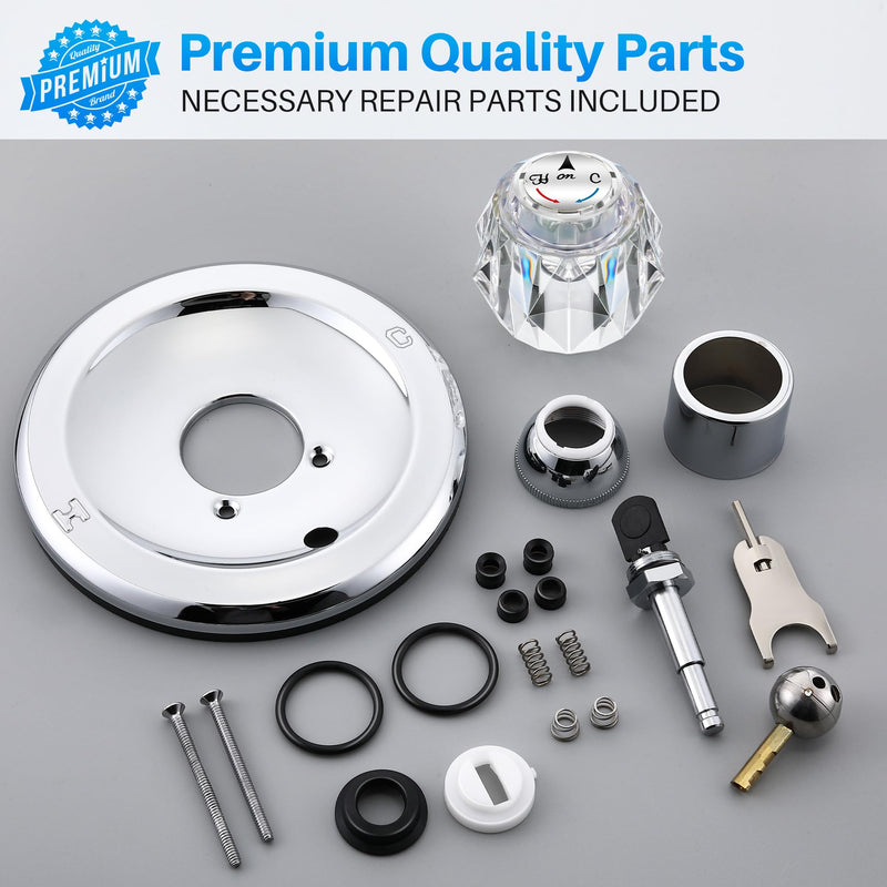 Shower Handle Renovation Repair Trim Kit Compatible with Delta RP6046, Single Handle Trim Kit Compatible with Delta 600 Series Shower Valve(Knob,Chrome) Chrome Knob