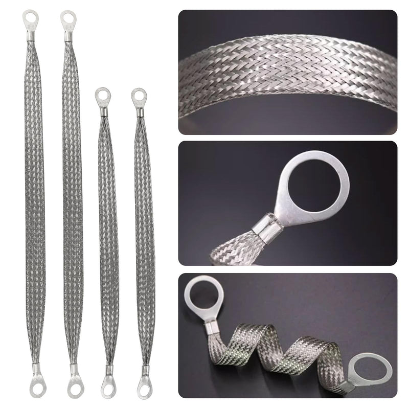 10Pcs Universal Automotive Ground Straps, 10&12 inch Braided Ground Strap Engine Ground Wire Straps for Most Cars