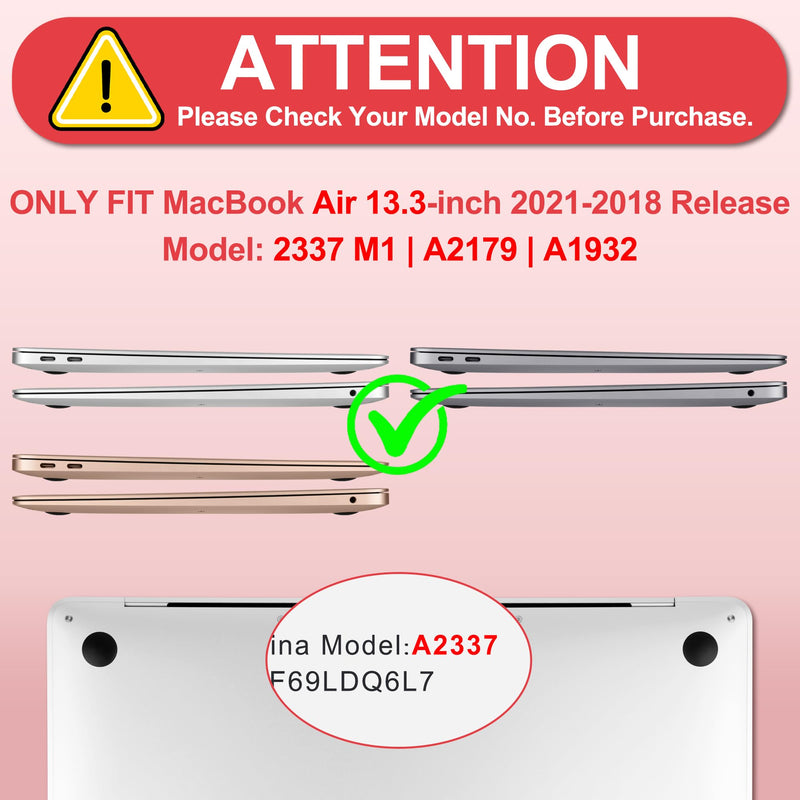 Case for MacBook Air 13 Inch (2021-2018 Models A2337 M1/A2179/A1932), Pink & White Stripes Hard Shell Case with Keyboard Protector, Compatible with Retina Display and Touch ID