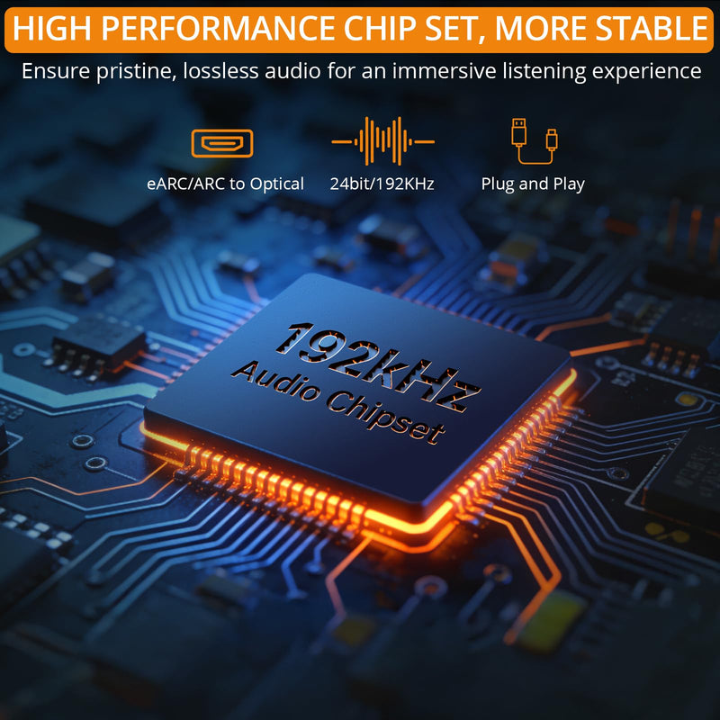 Neoteck ARC/eARC Audio Extractor, HDMI ARC Audio to Optical Extractor with Supports PCM 2.0, Dolby 5.1, DTS 5.1, 24bit/192kHz, Plug and Play, Suitable for TV, Home Cinema & Legacy Audio Systems Single-fiber interface output