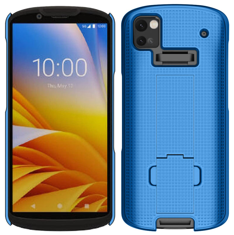 Nakedcellphone Case + Hand Strap Combo for Zebra TC53 TC58 Mobile Computer Scanner, Textured Slim Hard Shell Protector Cover with Kickstand - Cobalt Blue