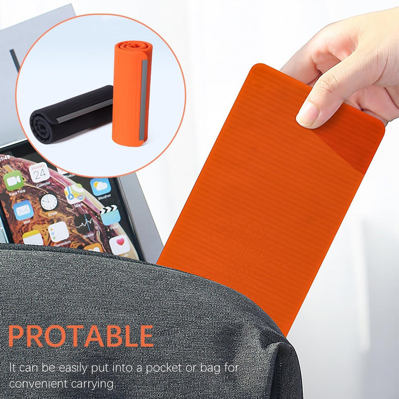 Upgraded Flexible Silicone Aluminum Phone Holder Stand,Bendable Rollable Foldable Design,Universal Adjustable Anti‑Slip Desktop Mount for Phone Tablet Laptop,Portable Ergonomic Holder Home Office orange 5IN