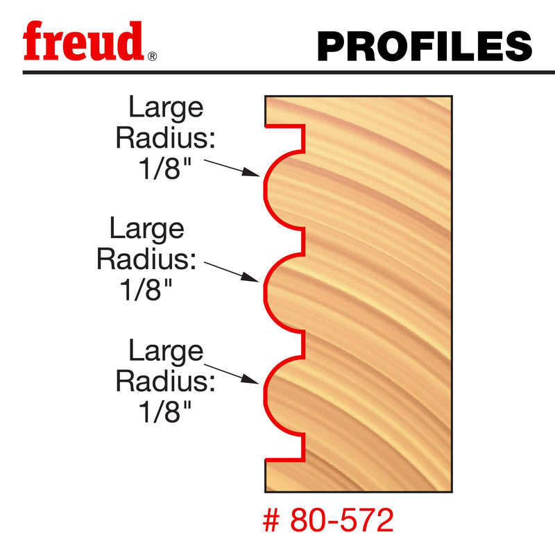 Freud 80-572: 1/8" Radius Triple Beading & Fluting Bit with 1/2" shank, 3-1/8" overall length