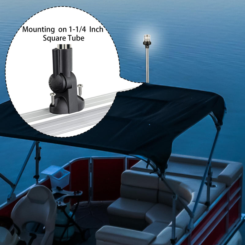 Anchor Light Boat Bimini Light Stern Light Marine Navigation Lights USCG 3 NM All Round White LED Fold Down 10-24 Volt 16 Inches for Pontoon