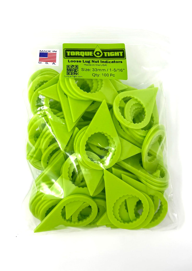 33mm Loose Lug Nut Indicators (Green) – Visual Safety Markers for Class 6–8 Trucks – Made in USA, 100-Pack Green 100 Pack