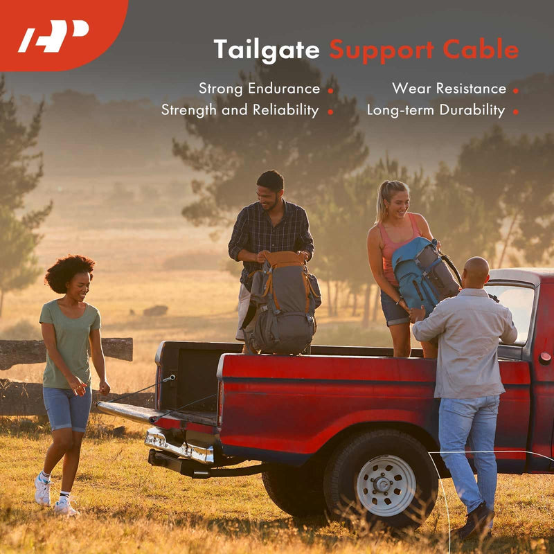 A-Premium Tailgate Support Cable - Compatible with Toyota Tacoma 1995-2004 - Rear Driver & Passenger Side, 14-9/16"(Long), Metal, w/Bolts, 2PCS Set - Replace Parts# 65770-04030, 6577004030