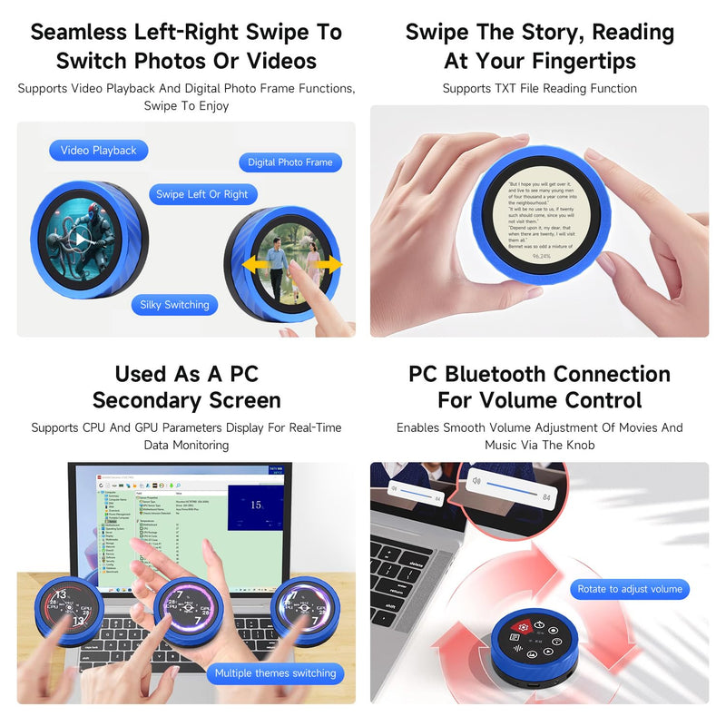 waveshare ESP32-S3 1.8inch Knob Display Development Board, Multi-Functional Knob Screen, Capacitive Touch, 2.4GHz Wi-Fi and Bluetooth Wireless Connection, No BAT