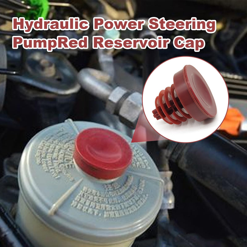 Hydraulic Power Steering Pump, Power Steering Pump Reservoir Cap Plug Cover, Red Reservoir Cap Plug Cover Compatible with Honda for Acura (Pack of 2)