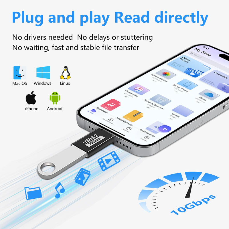 USB to USB C Adapter, USB C Female to USB Male 10Gbps Type C for iPhone 17/16/15/14/13 Plus Pro Max,iPad Air Mini 6 7,Galaxy S23 S24,iPad Air (5 Pack USB A to USB C & 5 Pack USB C to USB A, 10Pack) 5 Pack USB A to USB C & 5 Pack USB C to USB A