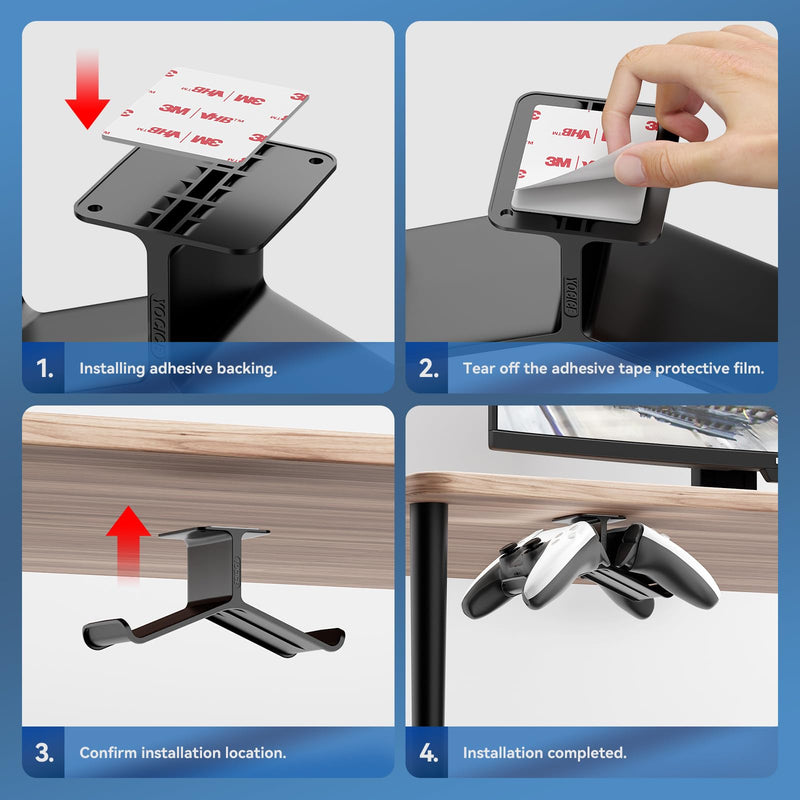 Controller Holder，Headphone Stand，Controller Stand，Headset and Controller Stand， Under Desk Controller Holder with Strong Double Sided Tape，Universal Design for Xbox ONE, PS5, PS4, PC