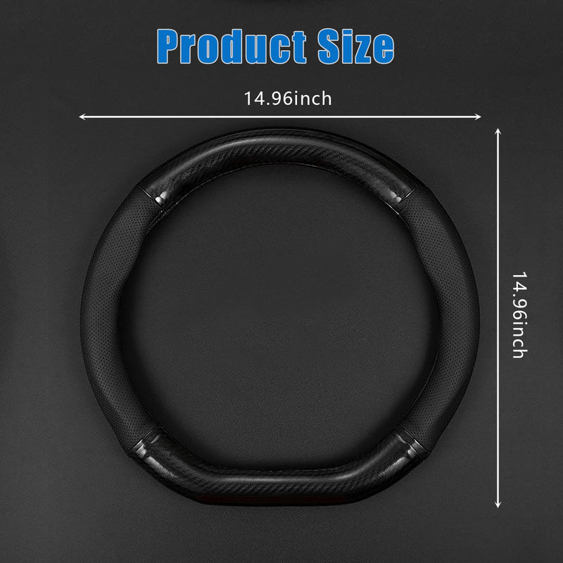 gunhunt 1 PC Car Breathable Steering Wheel Cover, Carbon Fiber Non-Slip Steering Wheel Protector, Wear -Resistant Steering Wheel Sleeve, Four Seasons Universal Steering Wheel Set (D -Shaped) D shape Carbon Fiber Black