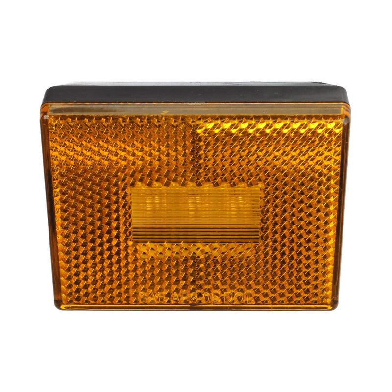 Partsam (2 Amber 3 LED Square Stud Mount Clearance Side Marker Lights Trailer Camper w reflex, 12v Led Truck Trailer Reflective Rectangular Side Clearance Marker Lights with Reflex Reflector