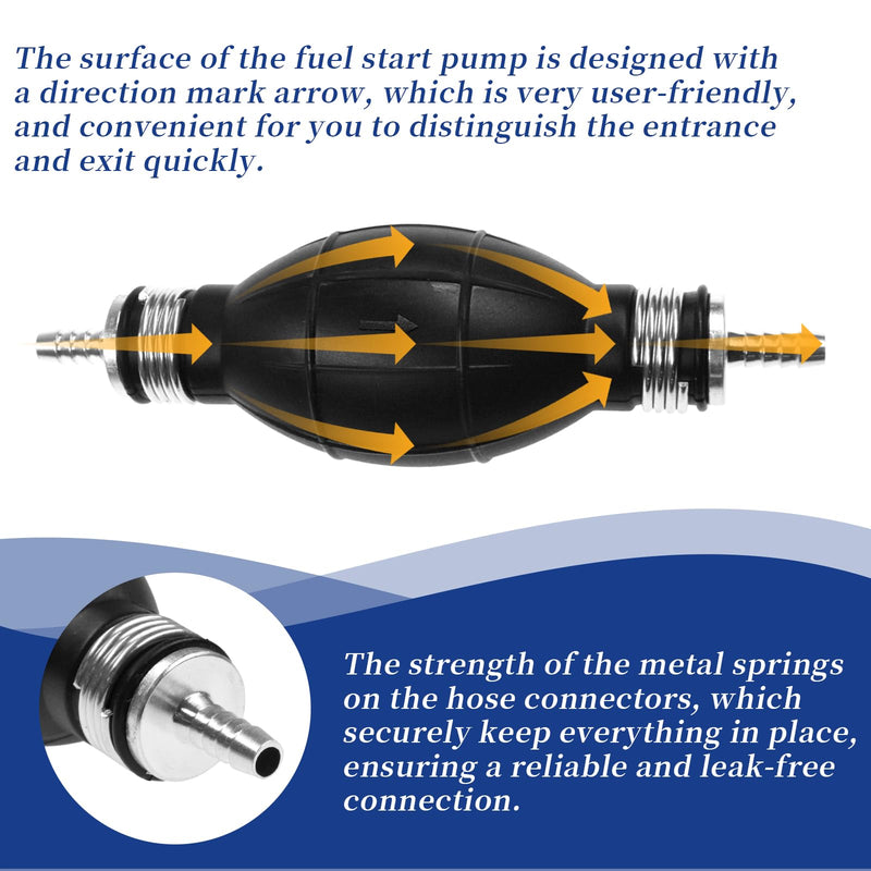 JRL Fuel Pump Fuel Line Hand Primer Bulb 6mm 1/4‘’ inch Rubber fit for Car/Boat/Marine/Motorcycle 9001080A 6mm 1/4 inch