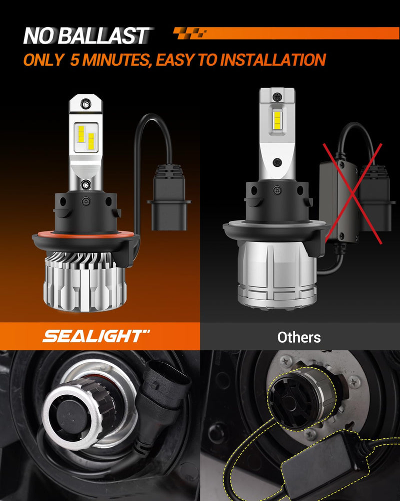  [AUSTRALIA] - SEALIGHT H13 9008 Light Bulb, 46,000LM Super Brighter, 6500K Cool White H13 Off Road Light or Fog Light Bulbs, Pack of 2