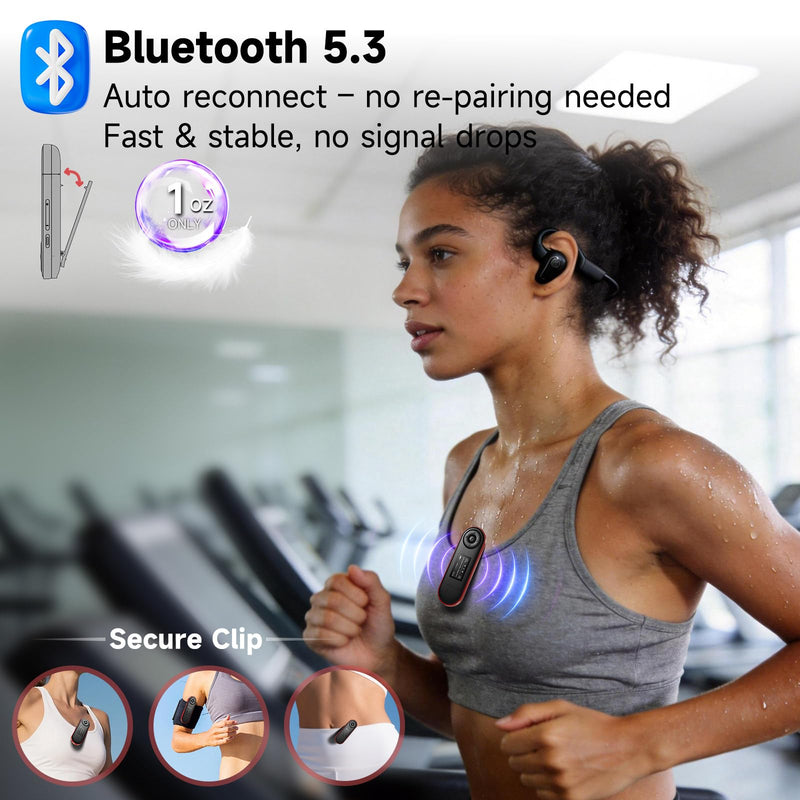 64GB USB MP3 Player with Bluetooth 5.3 & Clip for Sports Running | Only 1 oz, Physical Buttons, Folder & Resume Playback, FM Radio, Voice Recorder, Supports Phone File Transfer (OTG)