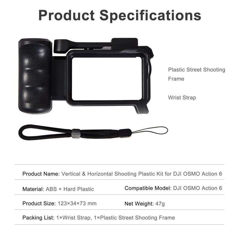 FitStill Protective Case for DJI Osmo Action 6, Multi-Functional Extended Lightweight Protective Cage, Direct Charging Street Photography Handle Component, Action6 Accessory Kit