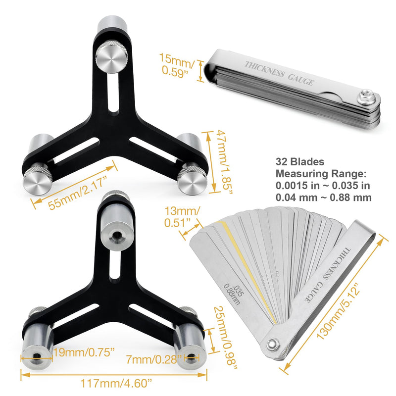 Universal Piston Ring Squaring Tool for End Gap 2-5inch Bores, with 32 Blades Feeler Gauge Gap Measuring Tool (Squaring Tool+Feeler Gauge) Squaring Tool + Feeler Gauge
