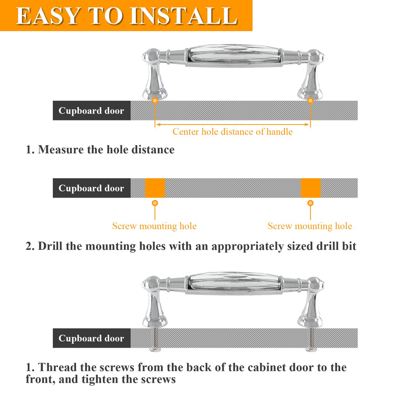 Uenhoy 4 Pcs Crystal Cabinet Pulls Handles 5 Inch Hole Spacing Chrome Silver Glass Handle Pulls Modern Crystal Drawer Pulls Bar Cabinet Pulls 128mm Hole Spacing