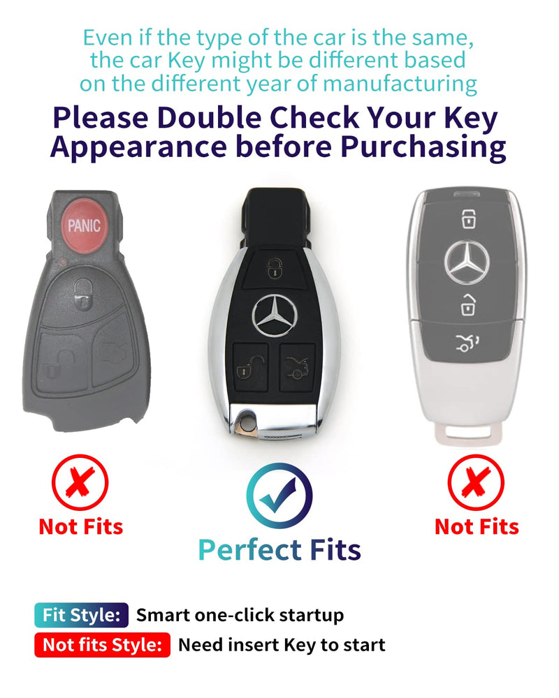 Creativity Suitable for Mercedes Benz key cover. Beautiful TPU Key Case Compatible with CLS CLK AMG ML C CL E S SL SLK G GLC GLE GLS M R Smart Remote Key (silver Combination) Key Case + Sheepskin Metal Key Chain(silver)