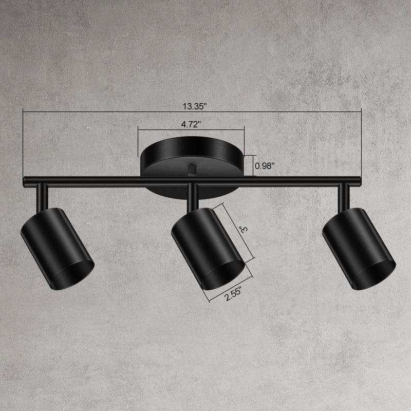 LED Track Lighting Fixtures Ceiling, Black 3-Light Track Lights for Kitchen, 3 Way Ceiling Spotlight, Flexibly Rotatable Wall Mount Light Head for Bedroom Hallway, Bulb Not Included 3-Light Track Lighting