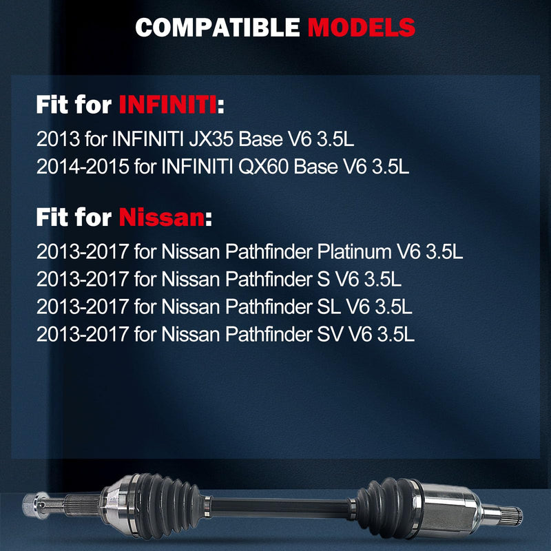 cciyu NCV53115 CV Axle Shaft Assembly Fit For INFINITI JX35 3.5L,For INFINITI QX60 3.5L,For Nissan Pathfinder 3.5L 2013-2017 Front Left Drive Side