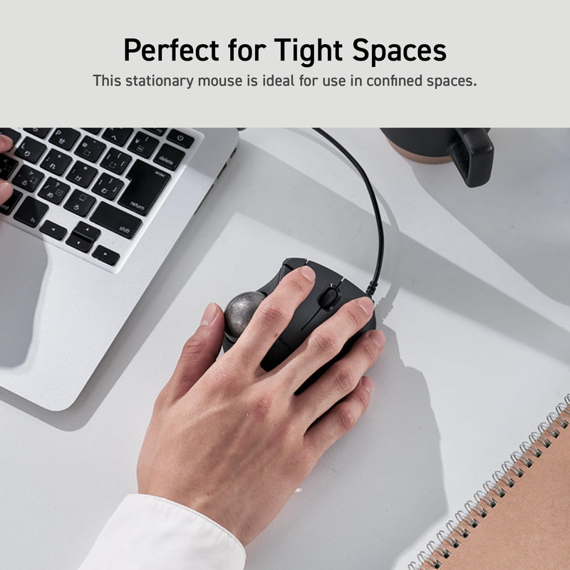 ELECOM Ergonomic Comfort Design Trackball IST Wired USB-A Connection, Super Smooth Tracking with Roller Ball Bearing, 36mm Ball, Thumb Control, Compatible for Windows, PC, and Mac White (M-IT11URWH)