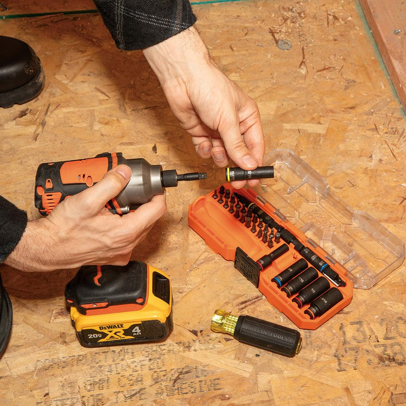 Klein Tools 32502HD KNECT Impact-Rated Screwdriver and Socket Set with MODbox Case, 41-Piece, 26 Bits, 6 Deep Well Sockets, Accessories, and Handle 41-Piece Set