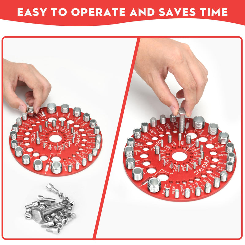 39 Nut and Bolt Thread Checker - Bolt Size Finder Standard and Metric Bolt and Nut Identifier 21 Standard & 18 Metric Thread Identifier Gauge with Hanging Hole (Circle Shape)