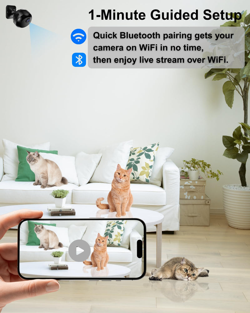 Mini Camera Wireless 1080P Wi-Fi Hidden Camera for Indoor Security Pet Monitoring, Motion Detection & Night Vision Nanny Cam Pet Cameras 1080P HD