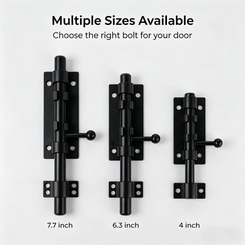 Barrel Bolt Latch,6.3 inch Slide Bolt Gate Latch,14mm Bolt Heavy Duty Shed Door Latch,304 Stainless Steel Black Finish Door Lock Latch for Barn, Wooden Fence, Slide,Door (2, Black-4.0inch) 2