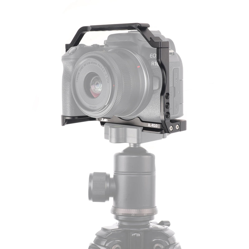 Camera Cage for Canon EOS R10, Built-in NATO Rail | Cold Shoe, Arca-Swiss Quick Release Plate, ARRI 3/8"-16 & 1/4"-20 Threaded Holes for Tripod Gimbal Stabilizer