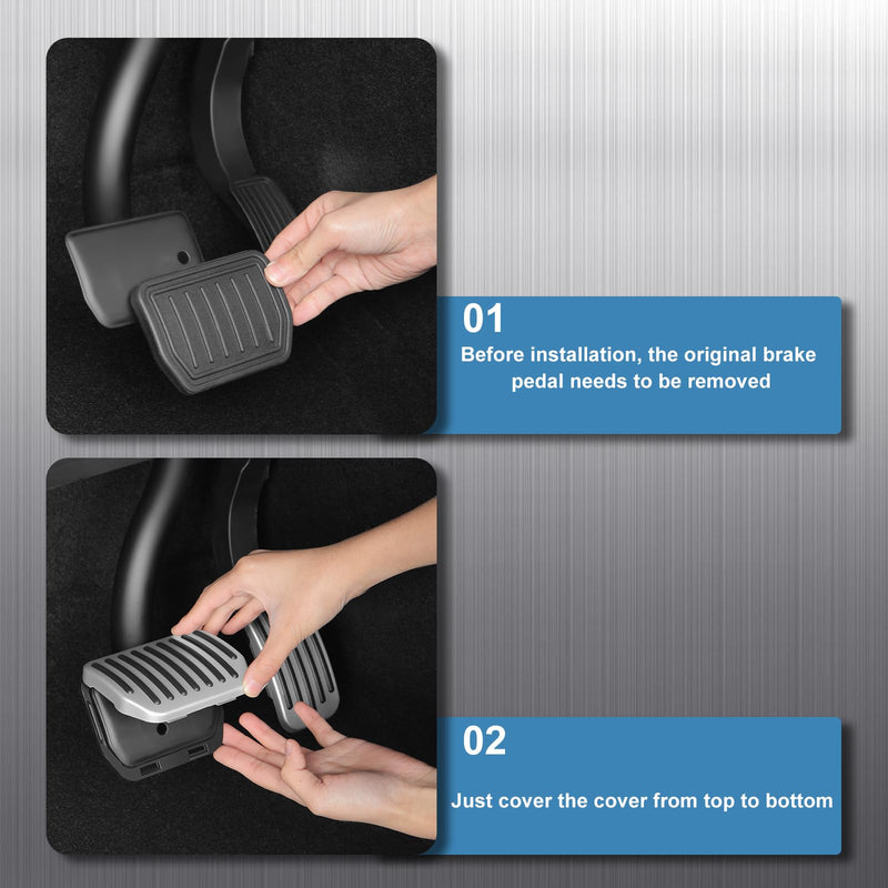 Performance ABS Pedal Pad Accessories Brake for Tesla Model y Juniper Accessories Model 3 Highland Accessories 2017-2026 Non-Slip Protector Accessories Foot Pedal Pad Replacement （Silver） New Pedal Pad Silver