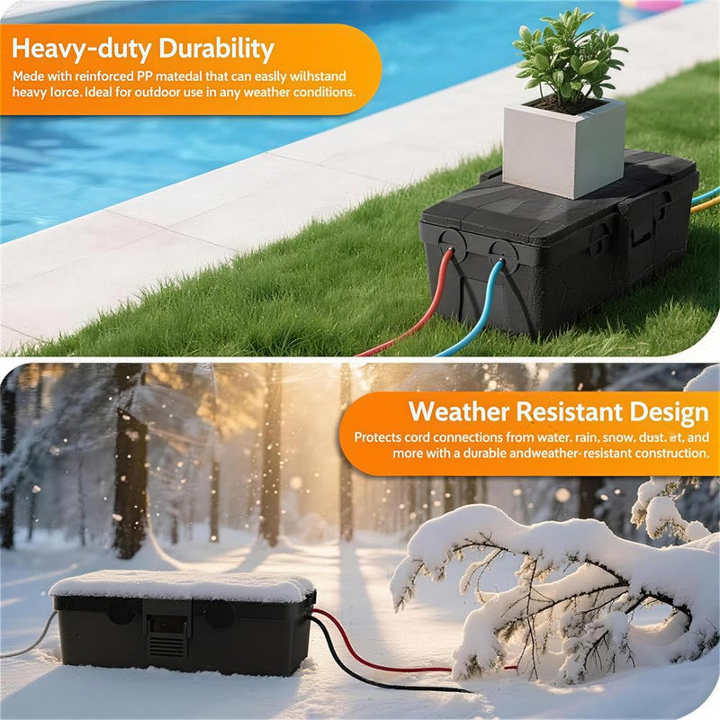 Waterproof Junction Box, Outdoor Electrical Socket Protection Box for Cable & Wire Organization, Black