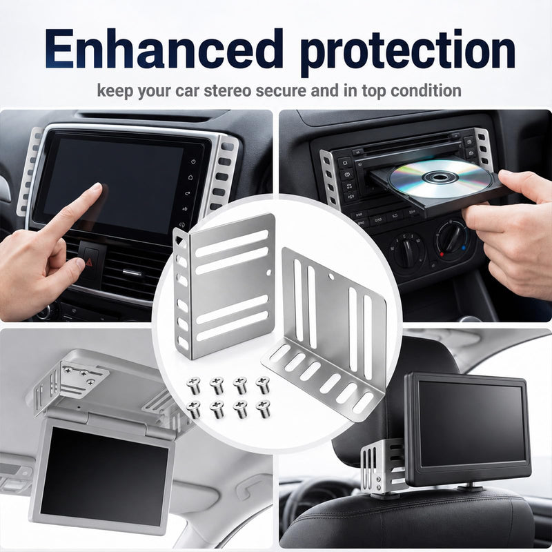 Xinjoduz 2 PCS Car Double DIN Dash Installation Kit with Screws | Car Double DIN Kit Mounting Brackets for Audio Fixing Automotive Tools Radio Mounting Metal Bracket Kits for Car Stereo Audio