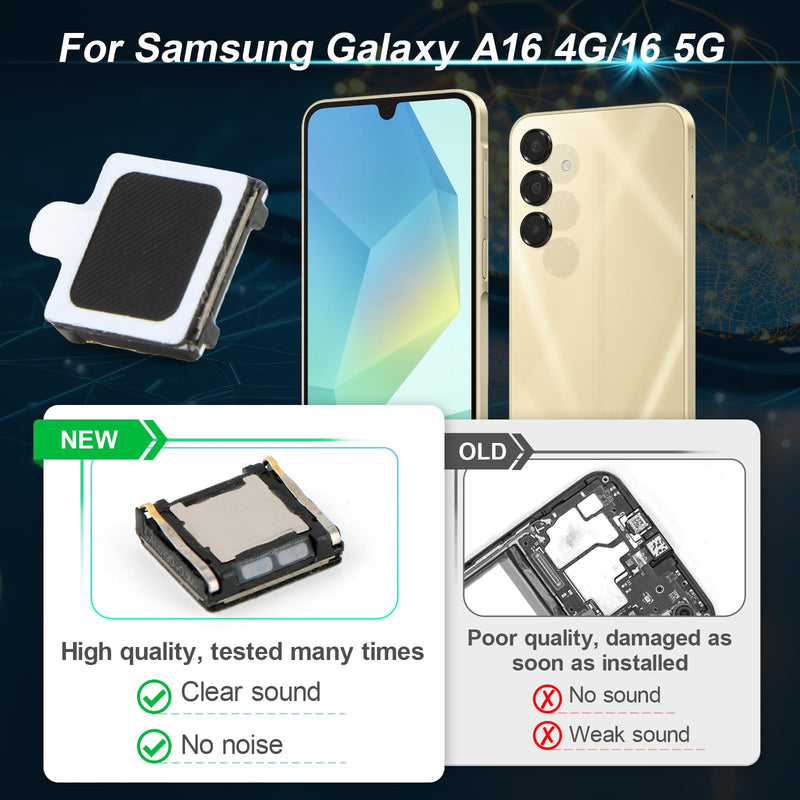 Speaker for Samsung Galaxy A16 Ear Up Front Speaker Replacement for Samsung A16 4G/5G A166B A165F Earpiece Speaker Audio Voice with Repair Tool