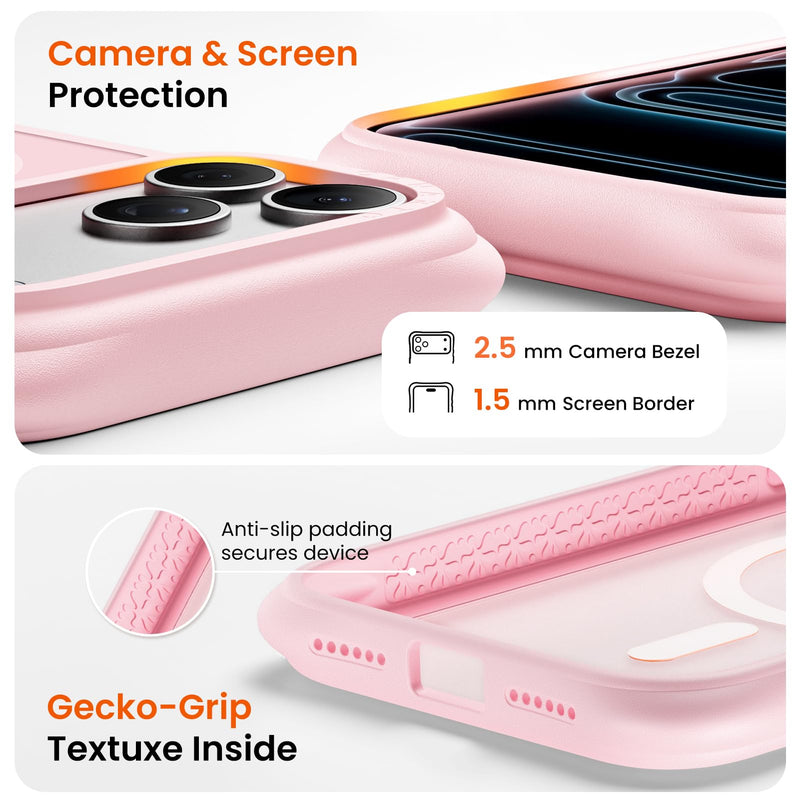 ORNARTO Magnetic for iPhone 17 Pro Case, Slim Matte Translucent, Chalk Pink | 20FT Drop Protection, Compatible with MagSafe, AirBuffer Corner Protection, Anti-Fingerprint Finish, Cute Protective Design