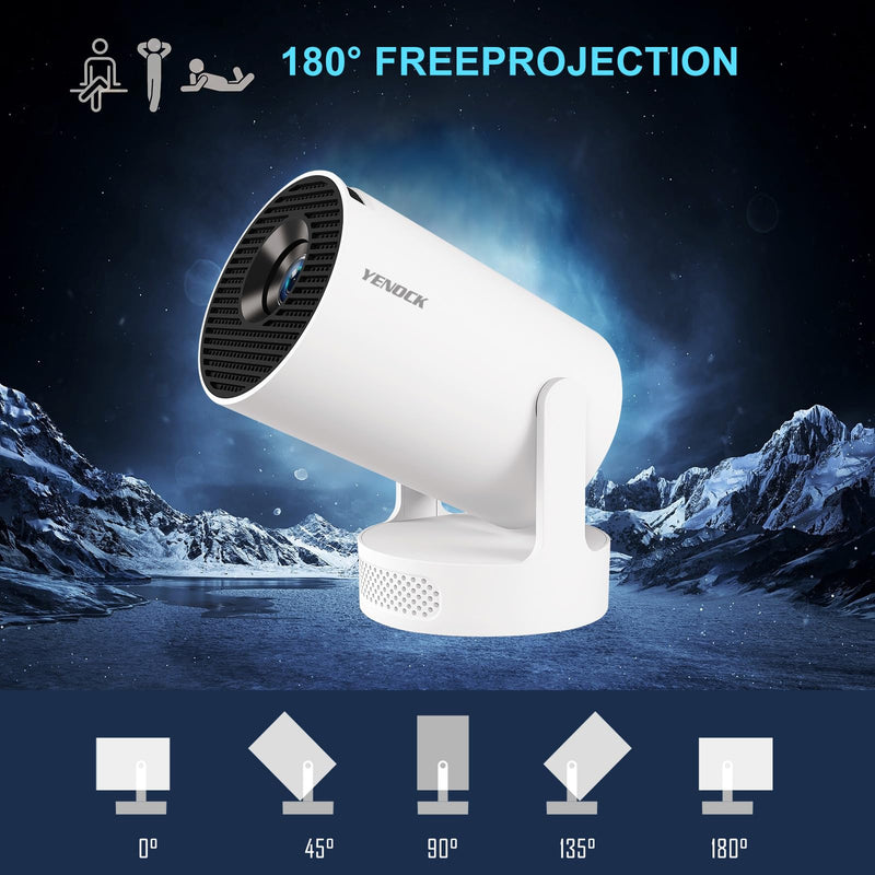 【Built-in Apps】Mini Projector WiFi and Bluetooth ,Movie Projector Compatible with TV Stick Smartphone / HDMI / USB,Support 4K Portable HD Outdoor Indoor for Home Theater with Wall/Ceiling Projection