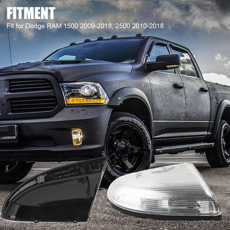 Front Mirror Turn Signal Puddle Light for Dodge Ram 1500 2009-2018,Side Marker LED Light Lamp Assembly for Ram Replace 68064949AA/48AA (Left (Driver) Side) Left (Driver) Side