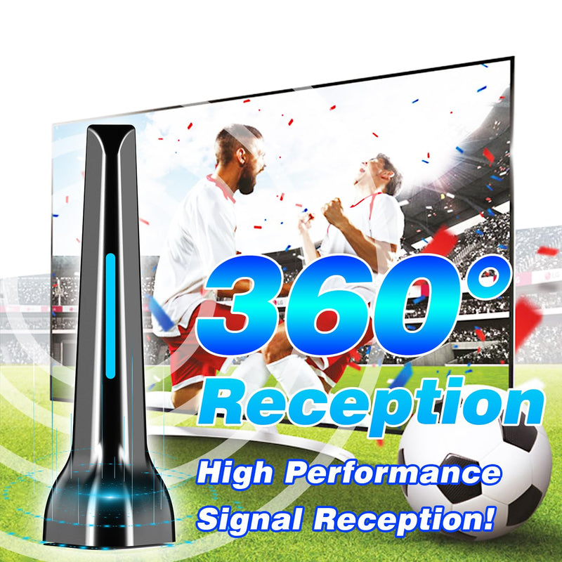 TV Antennas for Smart Indoor, Long Range & 360° Reception with Magnetic Base for Easy Installation, Digital HDTV Antenna Supports 4K, 1080p for Smart TV Local Channels Blue-black