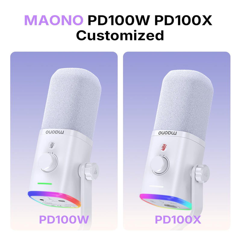 MAONO Microphone Windscreen for PD100W Microphone High-Density Flocked Foam Mic Cover, Soft Flocked Foam for Noise Reduction & Mic Protection, Reusable & Easy to Clean, Ash White