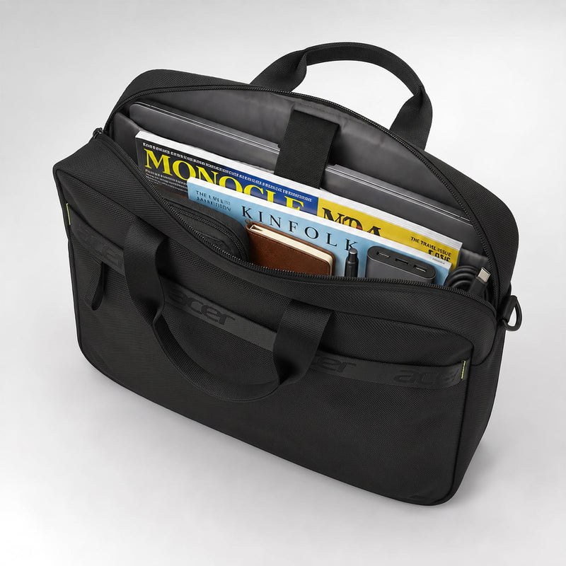 Acer Laptop Briefcase with Shoulder Strap, Messenger Bag | Water-Resistant, 900D Polyester, Shoulder Strap, Soft Interior Protection, Corner Guards Multi-Pocket, Luggage Strap 13-16inch