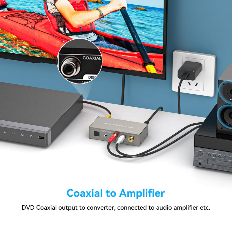 HDMI ARC to RCA Audio Converter 3 in 1 Digital to Analog Audio Converter with Optical Coaxial ARC Input Toslink Coaxial RCA AUX Output Support Dolby DTS LPCM for TV Soundbar Home Theater M HDMI ARC to RCA Audio Converter