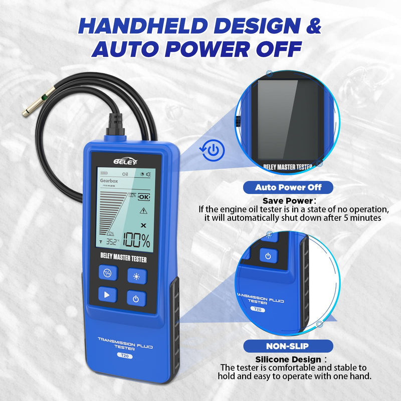 Transmission Fluid Tester Kit Gasoline & Diesel Gearbox Oil Diagnostic Tool High-Precision Diagnostic Analysis Tool with 31.5in Probe Transmittance/Temperature Testing, 2.8in Display (4 Batteries) Transmission Fluid Tester Kit -T20