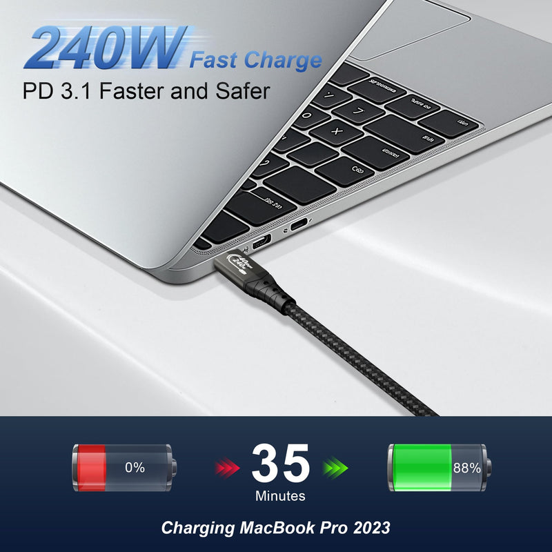 USB 4 Cable for Thunderbolt 4 Cable 1.6FT/0.5m, 40Gbps Data Sync, Supports 8K/4K Displays, 240W Charging, USB C Thunderbolt Cable, for Thunderbolt 3, iPhone 16 Series, SSD, MacBook, Docking 1.6FT*1