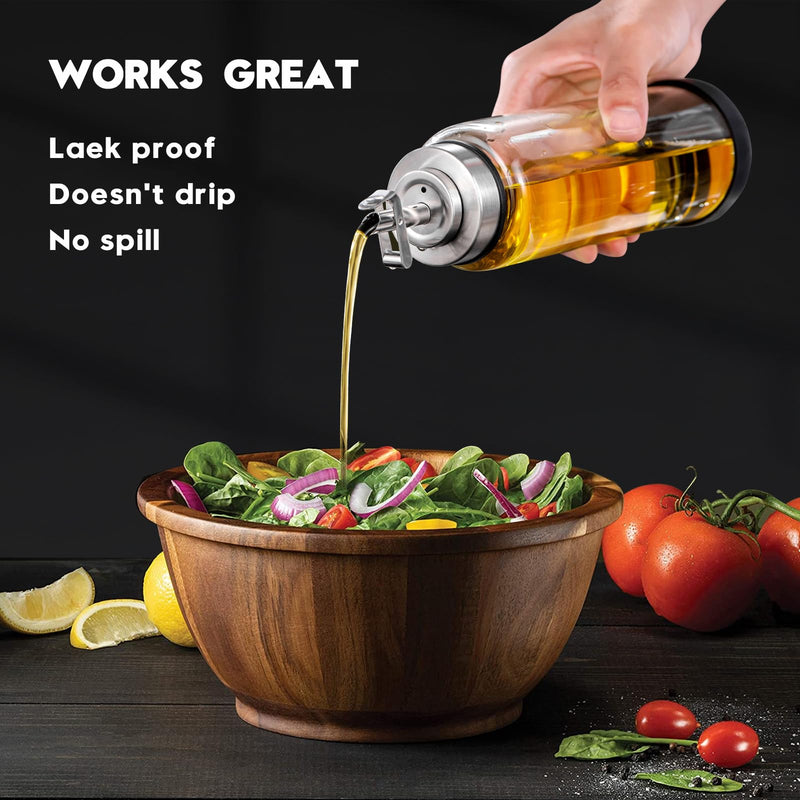 Glass Olive Oil Dispenser Bottle for Kitchen Shatterproof & Leakproof Cooking Oil Dispenser with Stainless Steel Spout & Rubber Bottom 17 oz Heat Resistant Olive Oil Bottle Clear - Premium Glass Bottle