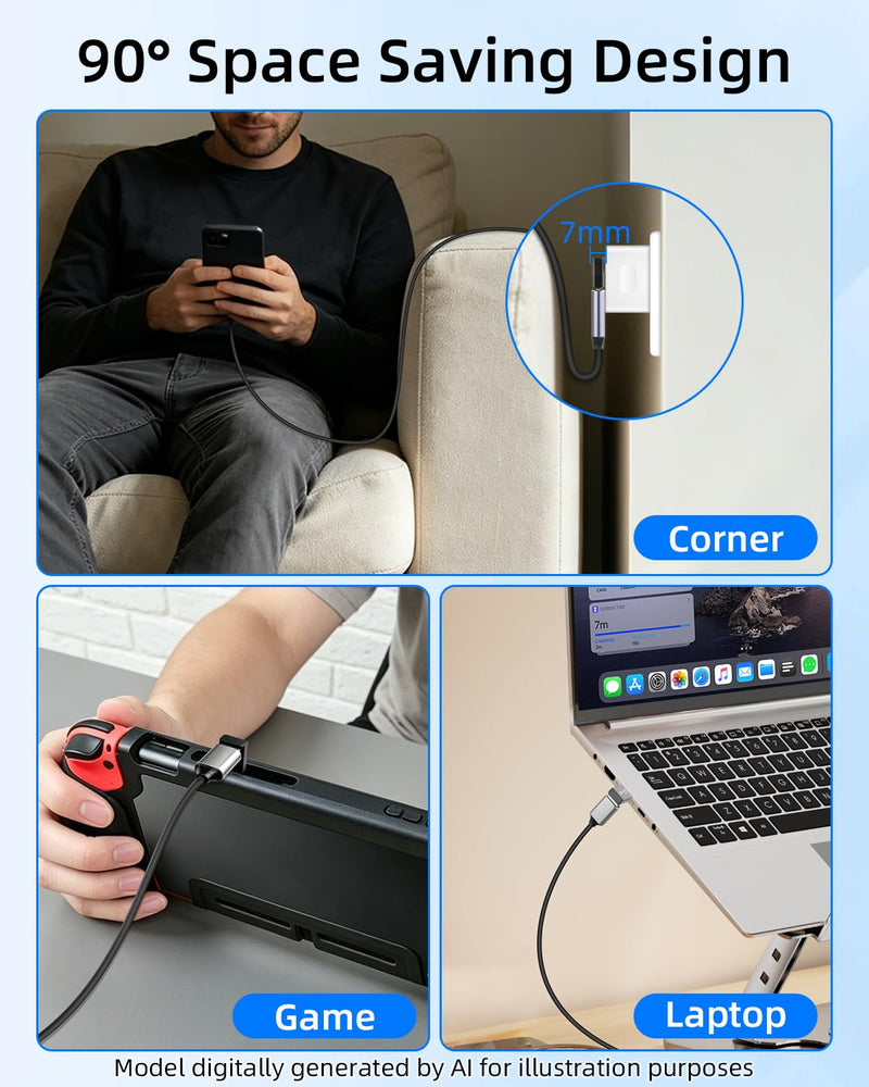 90 Degree USB A Male to USB C Male Adapter,10Gbps Right Angle USB 3.1 to USB C OTG Adapter for Laptops,Cars,Smartphones,Data Sync & Charging (5 Pack) usb to usb c